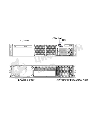 Серверный корпус 2U short chassis, 2x3.5'' swappable HDD tray, 2x3.5'' internal HDD bay