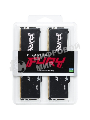 Оперативная память Kingston Fury Beast, DDR5, 128Gb (4x32Gb), 5600MHz, CL40, DIMM, радиатор, RGB, черный