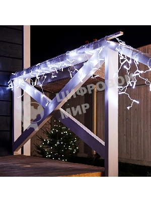 Гирлянда Neon-night Айсикл (бахрома) светодиодный, 2,4 х 0,6 м, прозрачный провод, 230 В, диоды белые, 88 LED