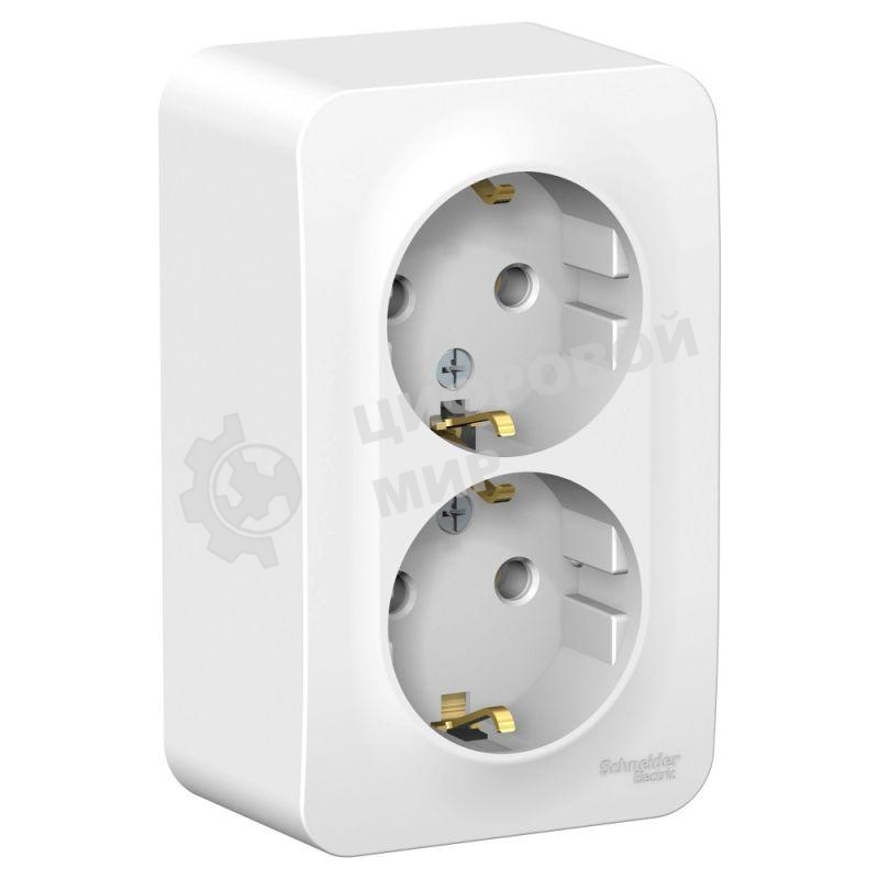 Розетка 2-ая с/з без шторок 16А, 250 В, изолир. пластина SE Blanca наруж Бел