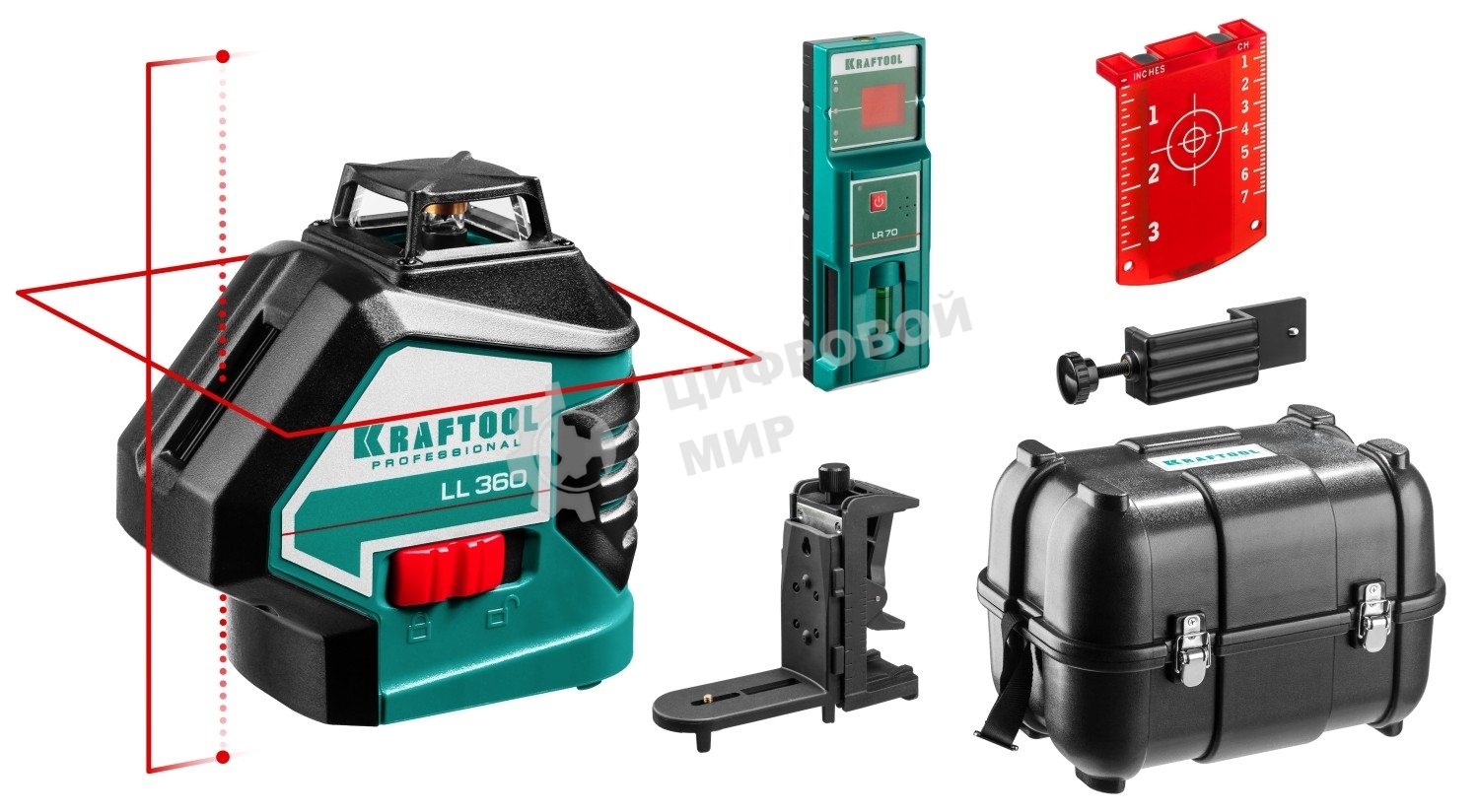 Уровни лазерные KRAFTOOL ''ll360-4'' 360 градусов 20м/70м детектор