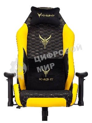 Кресло Knight Neon черный/желтый, экокожа, 120 кг, механизм качания