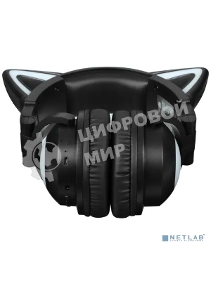 Беспроводные/проводные наушники Party Cat mini BT 0052 черно-желтый, накладные, Bluetooth + проводной, кошачьи ушки, до 10 ч