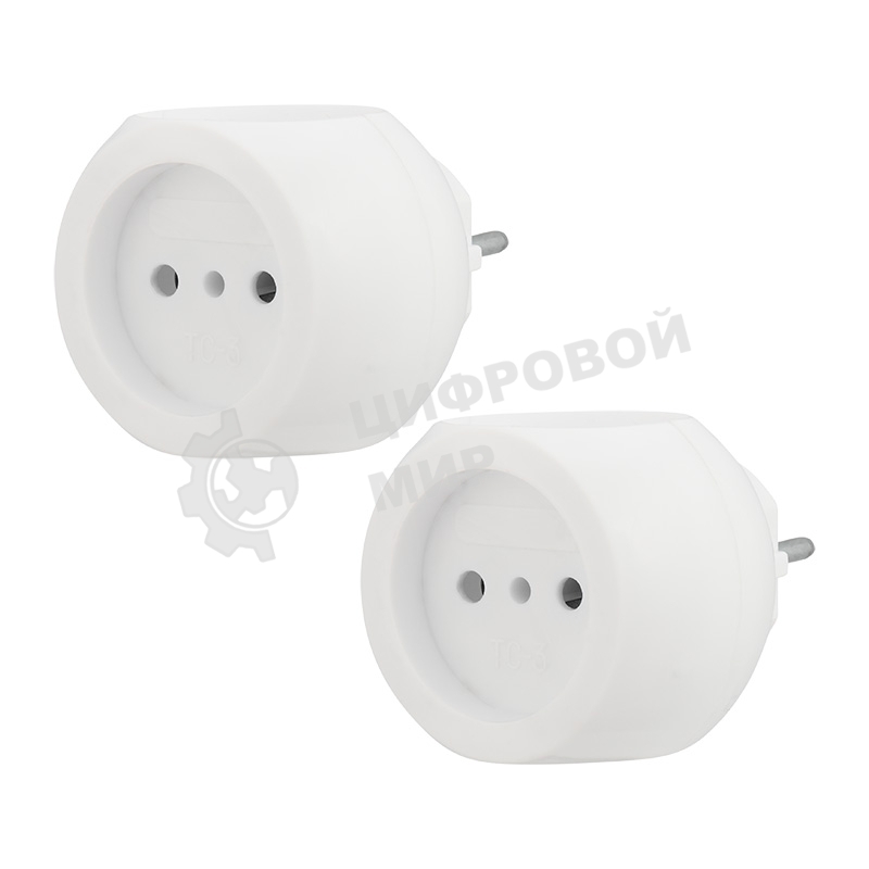 Набор тройников электрических Rexant Шар, 6 А, белый (2 шт./уп.)