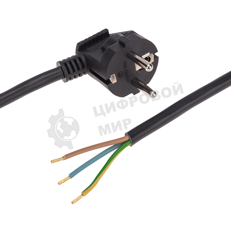 Шнур электрический с вилкой Rexant ПВС 3х1,5 мм², 5м черный