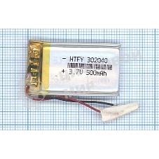 Аккумулятор Li-Pol (батарея) 3x20x40мм 2pin 3.7V/500mAh
