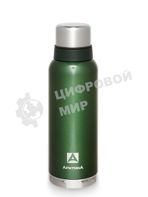 Термос Арктика 106-1200 зеленый, узкое горло 1,2 л, американский дизайн, антивандальное покрытие, две чашки, холод/тепло 32 ч