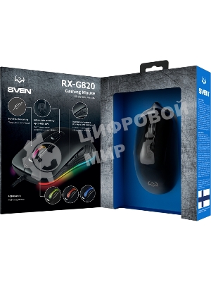 Мышь проводная SVEN RX-G820 черный, 4800 dpi, USB, кнопки - 6