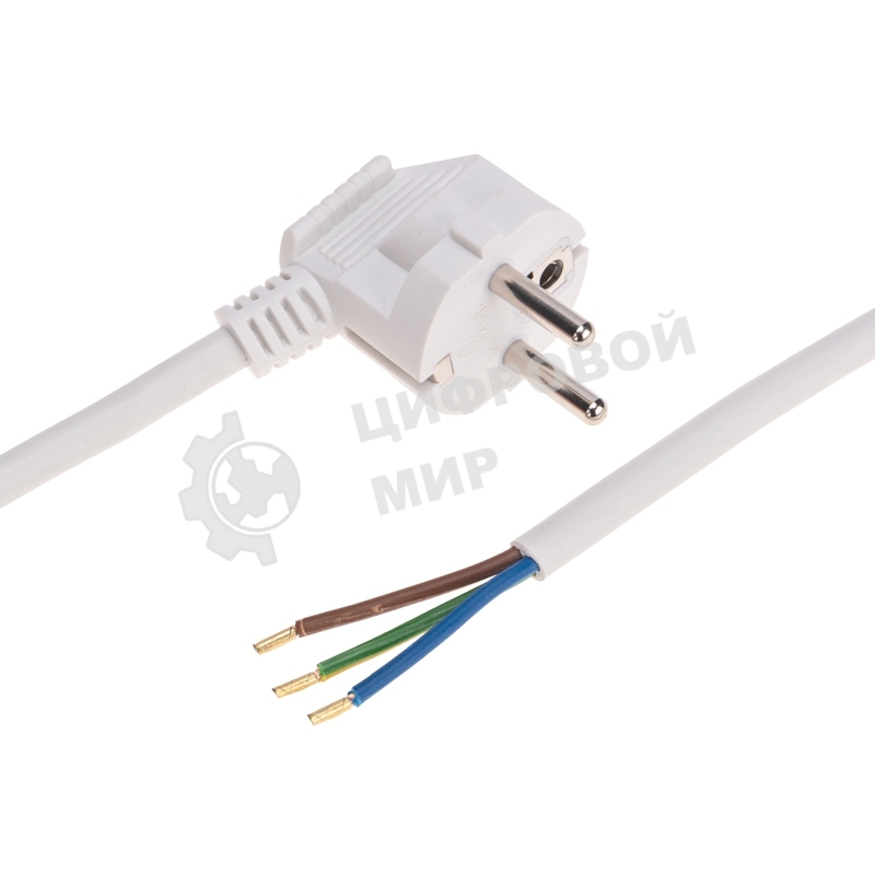 Шнур электрический с вилкой Rexant ПВС 3х1,5 мм², 5м белый