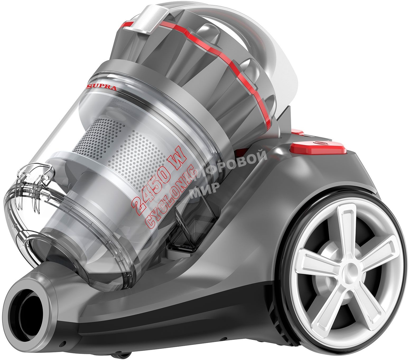 Пылесос SUPRA VCS-2525 серый/черный, 420/2450 Вт, уборка сухая, пылесборник контейнер 3.5 л