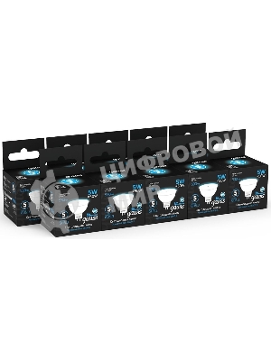 Лампа светодиодная Gauss 101505305 5Вт цок.: GU5.3 рефлек. 220B 6500K св. свеч. бел. хол. (упак.: 10 шт)