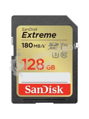 Флеш карта SD 128Gb SanDisk SDXC Class 10 V30 UHS-I U3 Extreme 180MB/s