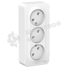 Розетка 3-ая б/з без шторок 16А, 250В, изолир. пластина SE Blanca наруж Бел