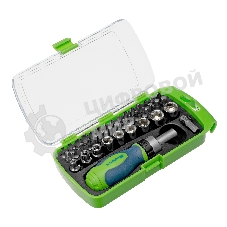 Отвертка Сибртех ревер. + биты, 41 пред., PH+PZ+SL+H+T, CrV, 2к рукоятка