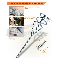 Насадка - миксер оцинкованная Вихрь 400х80 мм SDS+ 73/3/7/3