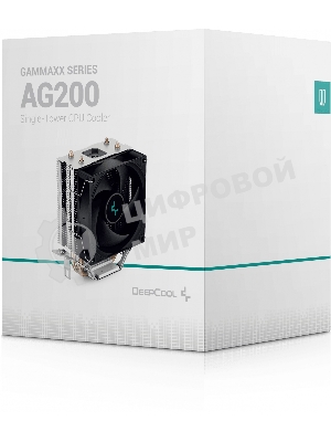 Кулер для процессора DEEPCOOL AG200 черный, 92 мм, алюминий/медь, 3050 об/мин, 30.5 дБ, 4 pin, 100 Вт, 133 мм