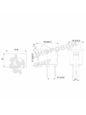 Выключатель клавишный Rexant 250V 3А (2с) ON-OFF черный Micro
