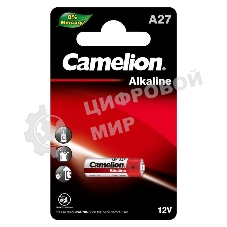 Элемент питания алкалиновый для пультов сигнализаций Camelion LR27A Mercury Free A27-BP1 12В BL-1 (блист.1шт)