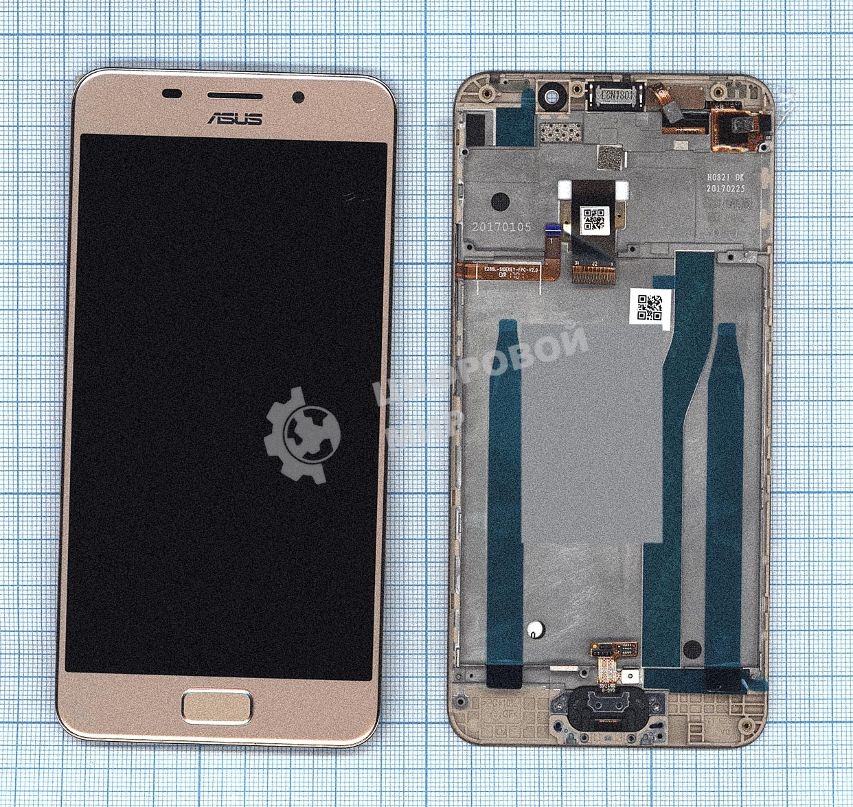 Дисплей для Asus ZenFone 3s Max ZC521TL золотой с рамкой