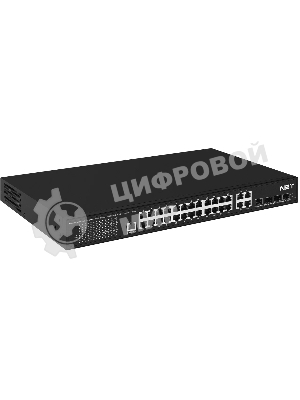 Коммутатор PoE управляемый L2 Gigabit Ethernet на 24 RJ45 PoE + 4 x GE Combo Uplink порта. Порты: 24 x GE (10/100/1000 Base-T) с поддержкой PoE (IEEE 802.3af/at), 4 x GE Combo Uplink (RJ45 + SFP). Соответствует стандартам PoE IEEE 802.3af/at. Автоматическое определение и режим антизависания PoE устройств. Мощность PoE на порт - до 30W. Суммарная мощность PoE до 400W. Поддержка режима CCTV: Увеличение расстояния передачи данных и питания до 250м. Встроенная грозозащита 3kV на порт. Питание: AC10