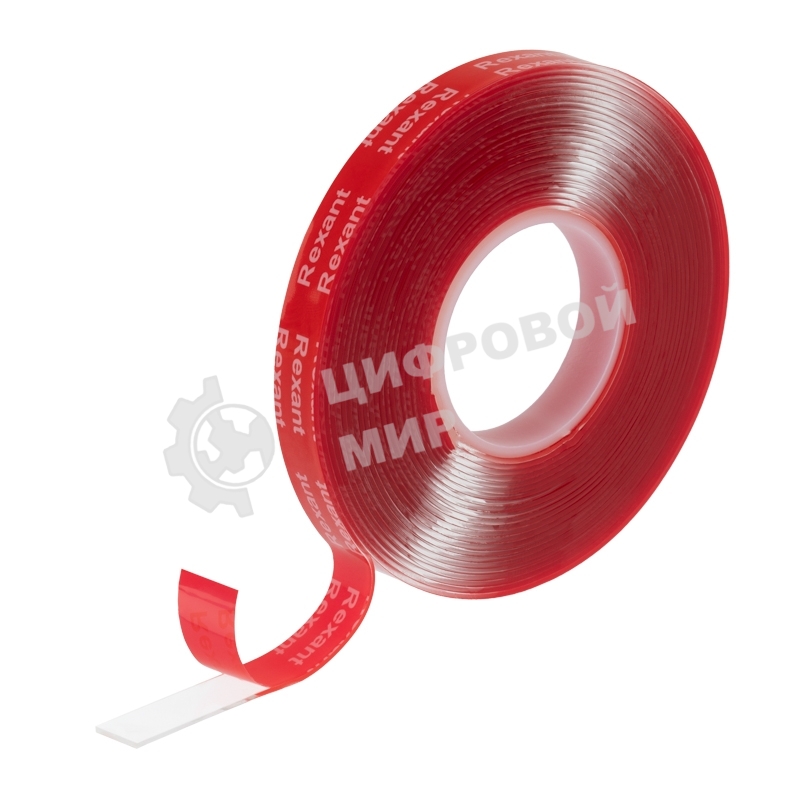 Лента клейкая двухсторонняя Rexant прозрачная, на VHB акриловой основе, 10 мм х 5 м