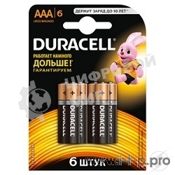 Батарейка Duracelll LR03-6BL BASIC (6/60/33840)