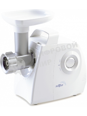 Мясорубка электрическая Ротор ЭМШ 35/300-1 белый, 1500 Вт, 0.6 кг/мин, защита от перегрузки, насадки - 2