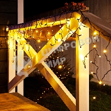 Гирлянда Neon-night Айсикл (бахрома) светодиодный, 2,4 х 0,6 м, черный провод, 230 В, диоды теплый белый, 88 LED