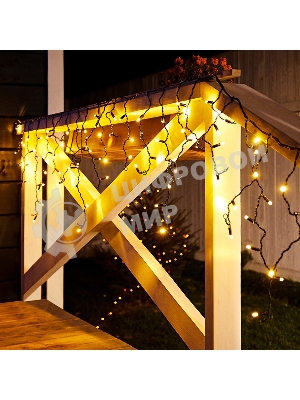 Гирлянда Neon-night Айсикл (бахрома) светодиодный, 2,4 х 0,6 м, черный провод, 230 В, диоды теплый белый, 88 LED