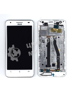 Дисплей для Asus ZenFone Go T500, белый с рамкой