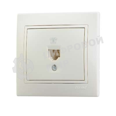 Розетка телефонная 1-м СП Мира RJ11 крем/крем. Lezard 701-0303-137