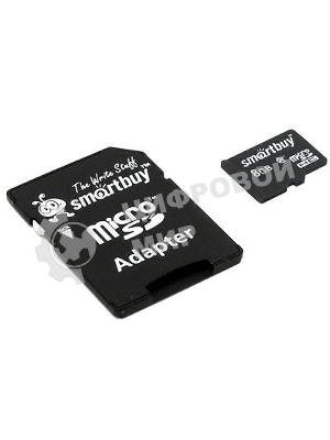 Флеш карта microSD 8Gb, Smartbuy microSDHC Class 10 (SD адаптер)