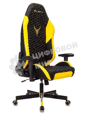 Кресло Knight Neon черный/желтый, экокожа, 120 кг, механизм качания