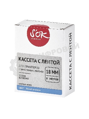 Кассета с лентой S'OK by Sakura Printing TZE545 для Brother, белый на синем, 18мм/8м, наклейка