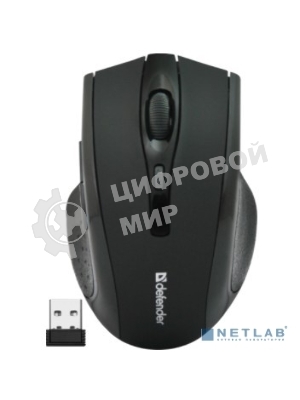 Мышь беспроводная Defender Accura MM-665 черный, 1600 dpi, радиоканал, USB, кнопки - 6