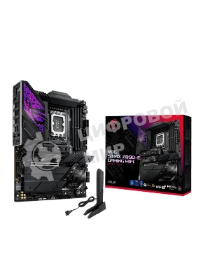 Материнская плата ASUS ROG STRIX Z890-E GAMING WIFI, LGA 1851, Intel Z890, 4xDDR5, 4xSATA, 7xM.2, 1xPCIe 5.0 x16, 1xPCIe 4.0 x16, 1xHDMI, 1xDP, 2xUSB-C Thunderbolt 4, 7xUSB-A 3.2 Gen 2, 3xUSB-A 3.2 Gen 1, 2xUSB-C 3.2 Gen 2x2, 1x 5Gb LAN, 2x3.5 мм, 7.1, ATX