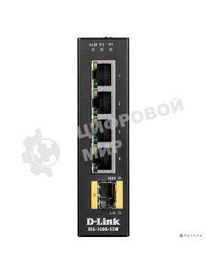 Коммутатор D-Link DIS-100G-5SW/A1A Промышленный неуправляемый коммутатор с 4 портами 10/100/1000Base-T, 1 портом 1000Base-X SFP, функцией энергосбереж
