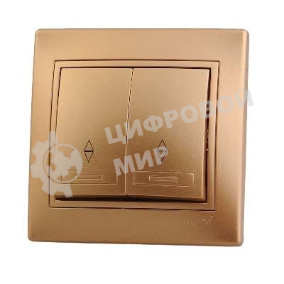 Выключатель проходной 2-кл. СП Мира 10А IP20 метал. зол. LEZARD 701-1313-106