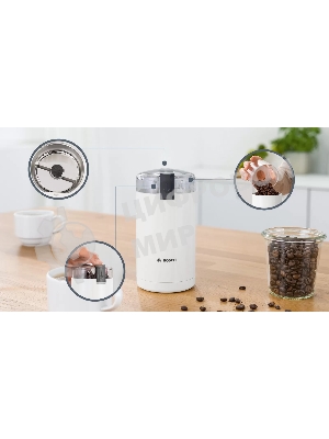 Кофемолка Bosch TSM6A011W 180Вт сист.помол.:ротац.нож вместим.:75гр белый