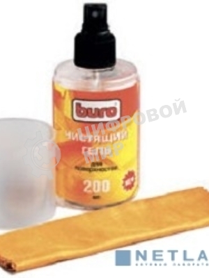 Чистящий набор (салфетки + гель) Buro BU-Gsurface (салфетка и гель) для поверхностей 200 мл