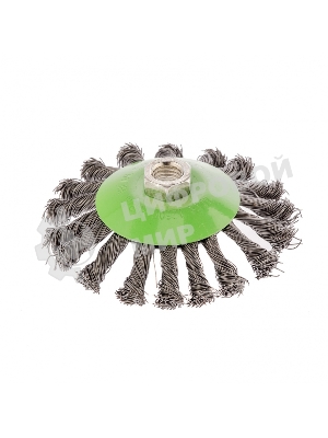 Щетка для УШМ Сибртех 115 мм, М14, Тарелка, крученая проволока 0,5 мм