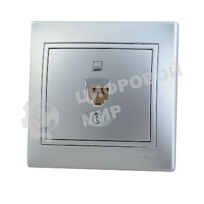 Розетка компьютерная 1-м СП Мира RJ45 метал. сер. Lezard 701-1010-139