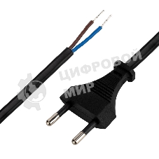 Сетевой шнур Rexant 2х0,75 мм², 1,8 м черный