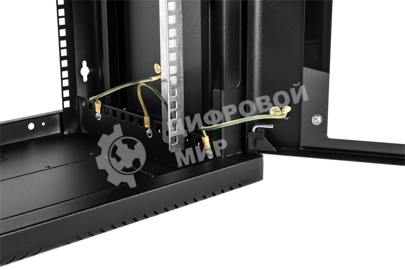 Шкаф коммутационный ЦМО (ШРН-9.350-9005) настенный 9U 600x350 мм пер. дв. стекл 200 кг черный 300 мм 180 град.