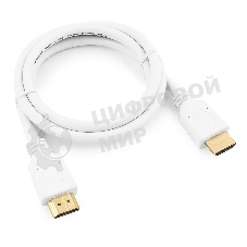 Кабель Cablexpert HDMI CC-HDMI4-W-1M, 19M/19M, v2.0, медь, позол.разъемы, экран, 1м, белый, пакет