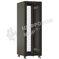 Шкаф серверный Hyperline (TTbR-4261-DD-RAL9004) напольный 42U 600x1000 мм пер. дв. перфор. задн. дв. перфор. 2 бок.пан. направл. под закл.гайки 800кг черный 910 мм 2055 мм IP20 сталь