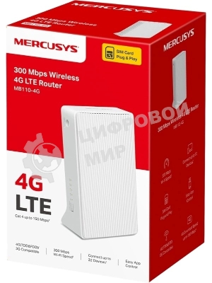 Роутер Wi-Fi Mercusys MB110-4G N300 с поддержкой 4G LTE