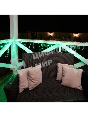 Гирлянда Neon-night Айсикл (бахрома) светодиодный, 2,4 х 0,6 м, прозрачный провод, 230 В, диоды зеленые, 88 LED