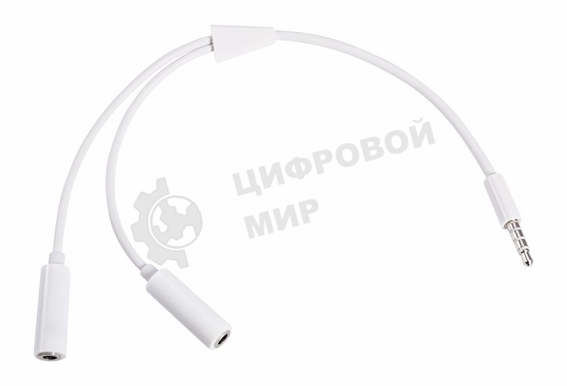 Аудиоразветвитель штекер 3,5 мм на 2 по 3,5 мм белый
