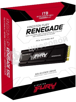 Накопитель SSD Kingston Fury Renegade, 1Tb, PCIe 4.0 x4, M.2 2280, NVMe, R/W 7300/6000, с радиатором